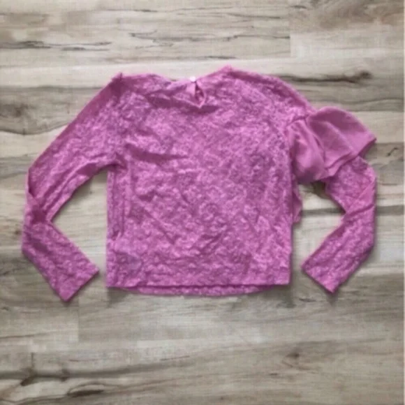 ASOS Pink Ruffle Lace Blouse - Picture 5 of 7